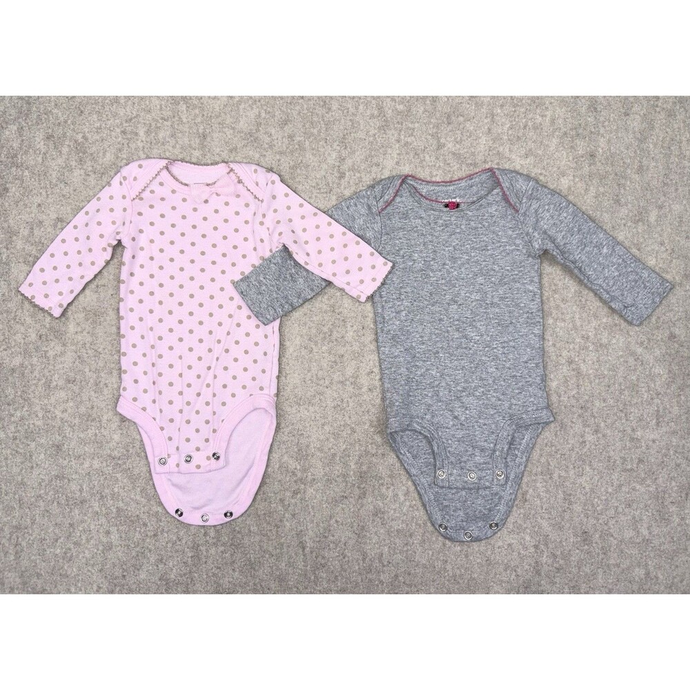 Carters Baby Girl 3 Months Set Of 2 One Piece Body Suits Long Sleeve Snaps